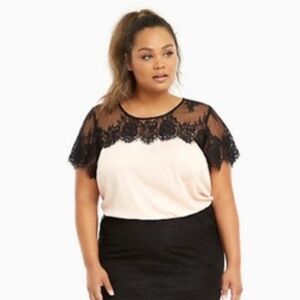 Torrid Black and Cream Lace Blouse
